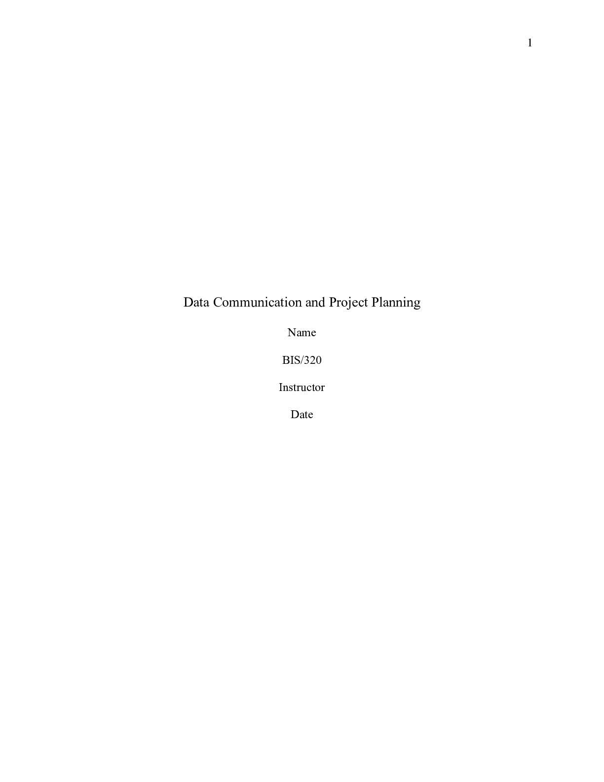 Preview image for BIS 320 WEEK 2 DATA COMMUNICATION AND PROJECT PLANNING PAPER